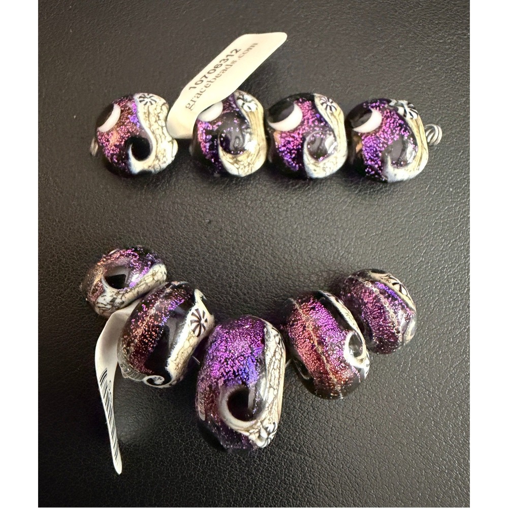 Grace Ma Beads Celestial Purple Dichroic Lentil Rondelle Bead Lot